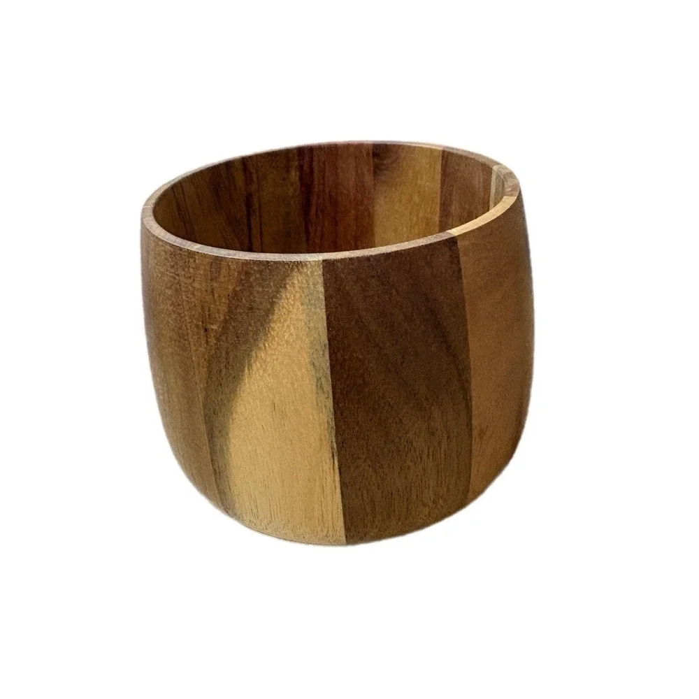 Vintage Acacia‎ Wood Calabash Bowl Small Scandi Danish Minimalist Natural Grain